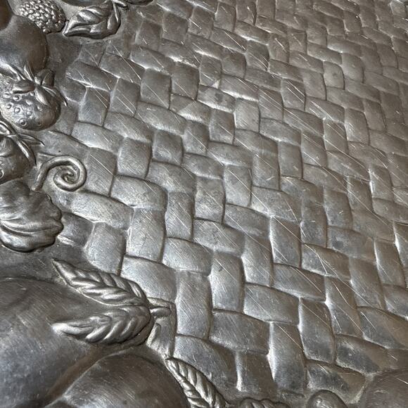 Vintage Lenox Fruit Basket Motif Oval Serving Display Tray Metal - Handles 22x15 - Picture 9 of 9